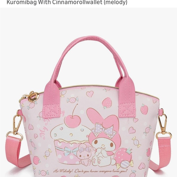 Hello Kitty Handbags - Hello Kitty Pink Kuromi Bag with Cinnamoroll Design